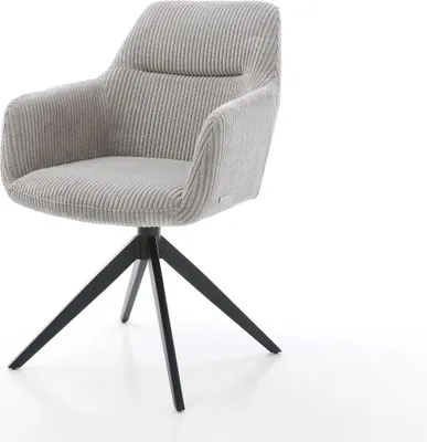 Produktbild von DELIFE Drehstuhl Pejo-Flex Cord Silbergrau Kreuzgestell breit Schwarz 360° drehbar Wippfunktion Taschenfederkern
