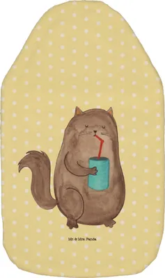 Produktbild von Mr. & Mrs. Panda Wärmflasche Katze Dose - Gelb Pastell - Geschenk, Katzen, trinken, Cats, Flauschige, naturkautschuk, Durstig, Kater, Bettflasche, Cat, Wärmekissen