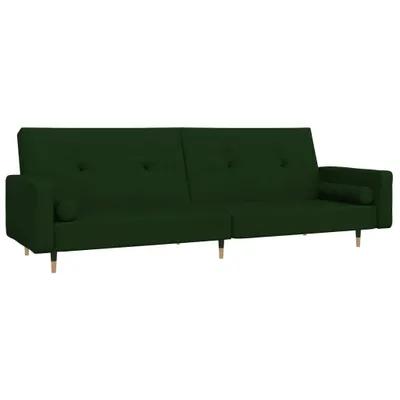 Produktbild von vidaXL Schlafsofa 2-Sitzer mit 2 Kissen Dunkelgrün Samt