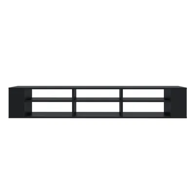 Obrázok produktu pre Selsey WERI - TV stolík / TV nástenná polica čierna so 6 otvorenými priehradkami, minimalistická, šírka 175 cm