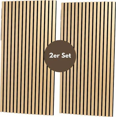Zdjęcie produktu dla Panel drewniany – panel akustyczny – okładzina ścienna z drewna dębowego z izolacją akustyczną – 4 sztuki – kolor dębowy – 60 x 30 cm