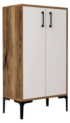 Produktbild von Schuhschrank Dmarrull, Schuhregal, Mehrzweck-Eingangsgarderobe, Möbel für Schuhe, 60x35h111 cm, Walnuss und Weiß