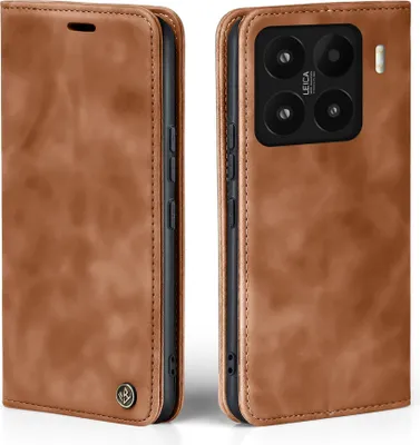Produktbild von Handy Hülle für Xiaomi 15 Klapphülle Bookcase Flip Cover Handy Tasche Etui Farbe: Hellbraun