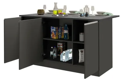 Produktbild von Kücheninsel Dcarnelo, zusätzlicher Ablagetisch, 100 % Italy, 155 x 90 x 90 cm, Anthrazit und Schiefer