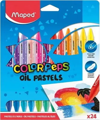 Produktbild von Maped Ölpastellkreiden 24 Farben – Kreativset zum Zeichnen, Malen und Kolorieren für Schule, Zuhause und Kunstprojekte