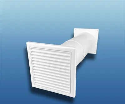Produktbild von Abluft-Mauerkasten Standard: Größe: Ø100 154x154mm; Farbe: weiß; Ausführung: mit Teleskoprohr