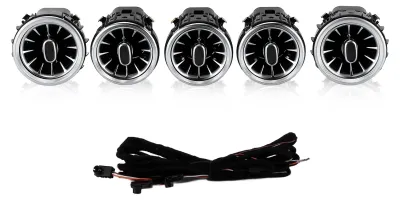Produktbild von 5-teiliges 3-farbiges LED-Ambientebeleuchtungsset für die vorderen Lüftungsschlitze (Turbinenform) als Ersatz für Mercedes-Benz C- und GLC-Klasse W205 X253 (2015šC2018)
