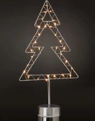 Produktbild von LED Tannenbaum Metall Deko Winter Weihnachten Silhouette 30 LED warmweiß Batter.