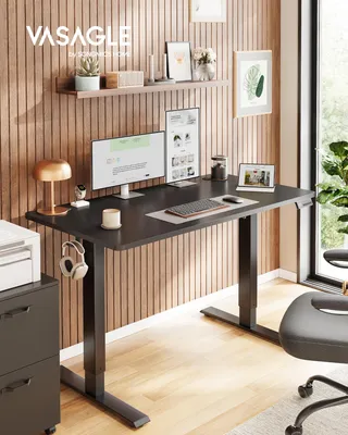 Produktbild von VASAGLE Elektrisch verstellbarer Stehtisch, Memory-Funktion mit 4 Höhen, Schreibtisch für Home Office, 120 x 60 cm, schwarz