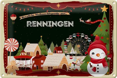 Produktbild von Blechschild Weihnachten Grüße RENNINGEN 30x20cm