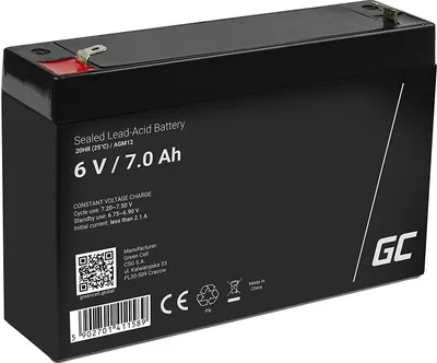 Produktbild von Green Cell Akku Zyklenfest AGM Gel 6V 7Ah Schwarz auslaufsicher für Elektro Spielzeug, Notstrom, Alarm, Kinderfahrzeuge