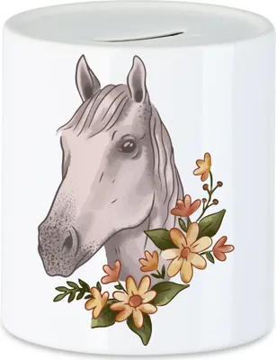 Produktbild von Pferd Spardose Pferde Hengst Stute Hobbie Freiheit Pferdeflüsterer Pferdeliebhaber Reiten Blumen