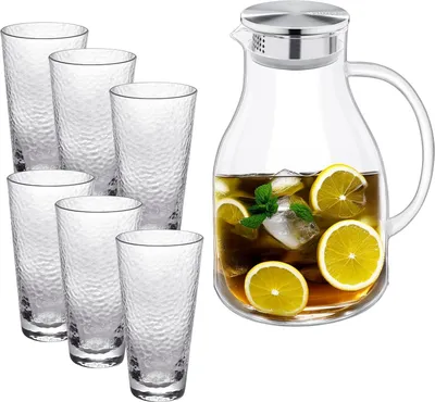 Produktbild von Wilmax Zestaw szklanek do napojów i 1 karafka, 6 sztuk, WL-888211/A-888630/A6