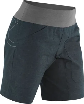 Dunkelblaue Kletter- und Boulderhosen für Damen von Edelrid mit elastischem Bund und seitlichen Taschen.