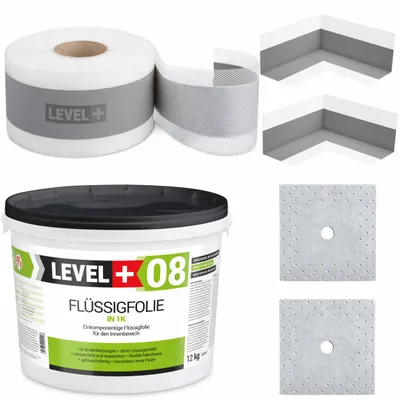 Zdjęcie produktu dla Zestaw do Hydroizolacji Folia w Płynie 12kg Taśma uszczelniająca 10mb Level+ SET18