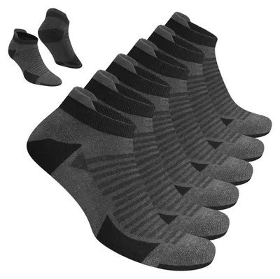 Productafbeelding van Heren sportkousen, geschikt voor hardlopen, met padding, ademend, katoen, 6-pack, maat 35-38, enkelhoog, grijs