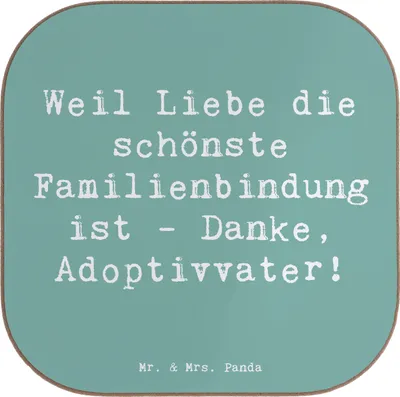 Produktbild von Mr. & Mrs. Panda Untersetzer für Gläser Spruch Danke Adoptivvater - Meeresbrise - Geschenk, Vatertag, herzerwärmende Sprüche, Glas, Dankbarkeit, Liebe, gläseruntersetzer