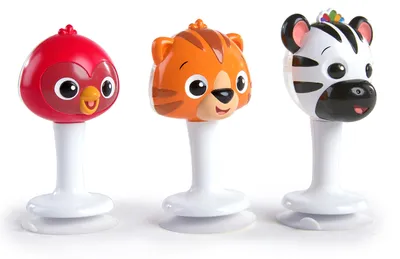Produktbild von Baby Einstein, Rattle & Jingle Trio, Tischspielzeug, 3 Rasselspielzeuge mit Saug