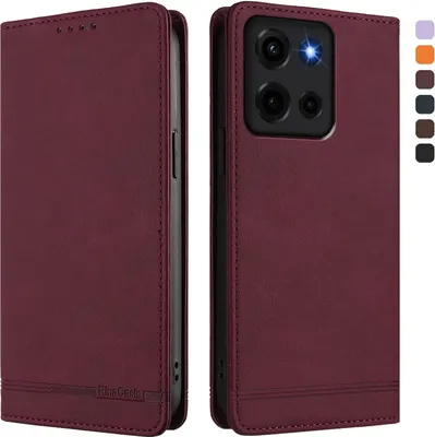 Obrázek produktu pro Pouzdro pro Motorola Moto G 5G 2025, retroPolyuretankožené flip pouzdro s stojánkem a přihrádkami na karty Červený