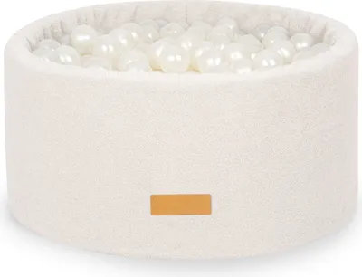 Productafbeelding van Flumi kinderzwembad met ballen - Kinderzwembad met ballen, 90x40 cm, inclusief 200 ballen van 7 cm diameter, geproduceerd in de EU - Boucle, crème kleur + ballen