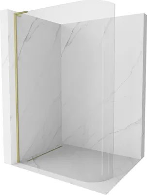 Image de Mexen Kioto L paroi de douche arrondie Walk-in 120 x 200 cm, transparente, finition dorée satinée - 800-120-103-55-06