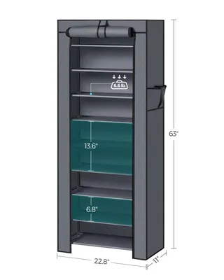 Image de SONGMICS Armoire à chaussures 10 niveaux Étagère à chaussures 160x58x28 cm gris