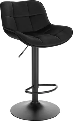 Produktbild von Barhocker höhenverstellbar 360° drehbar, Barstuhl mit Rückenlehne Fußstütze, Polsterhocker mit Samtbezug, ergonomischer Hocker im Bar, Sitz 49x36 cm, aus Metall, Schwarz