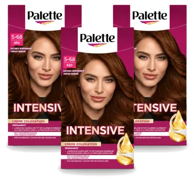 Imagen del producto de 3 tintes para el cabello Poly Palette, color castaño medio 650, 115 ml cada uno, pack de 3 unidades