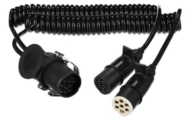Imagen del producto de Adaptador en espiral para conectar un cable de 15 pines a un conector de 2 x 7 pines (S+N), cable para remolque, 9 pines, 24V, 3,5 metros