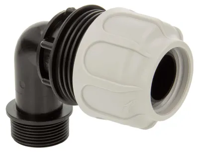 Produktbild von tecuro PP-Winkel-Klemmverbinder 90°, für Spiralschläuche Ø 38 mm x 1 1/2 Zoll AG