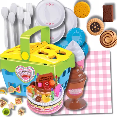 Image de OMNA | Panier picnic pour enfants - Bleu - 48 pièces - Jouets créatifs - Jeu de tri éducatif