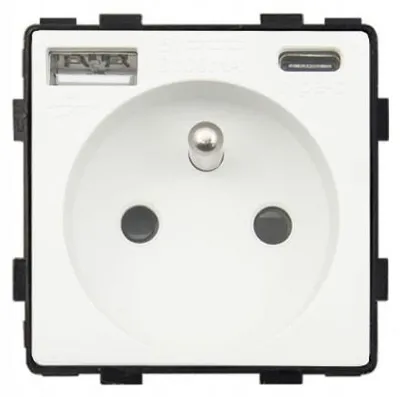 Produktbild von B-line Steckdose mit USB A+C Schnellladung 3100mA weiß