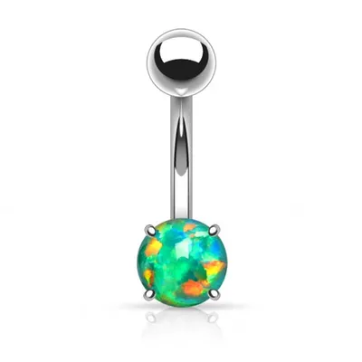 Produktbild von Taffstyle Bauchnabelpiercing Bauchnabelpiercing Stecker mit eingefassten Opal, Grün