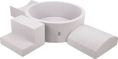 Image de KiddyMoon aire de jeux en mousse avec piscine à balles rondes (200 balles) fosses de balles pour bébés piscine de jeux parcours d'obstacles, fabriqué en eu, gris clair:rose poudré/perle/transparent