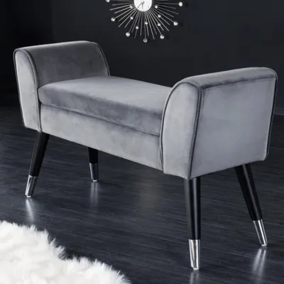 Produktbild von Elegante Sitzbank CAROLIN 90cm grau Samt Armlehne