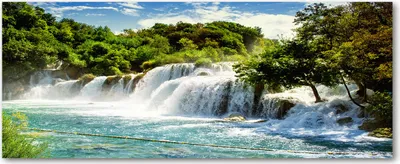 Produktbild von Tulup® Leinwandbild - 125x50 cm - Wandkunst - Drucke auf Leinwand - Leinwanddruck  - Landschaften - Grün - Wasserfall Krka