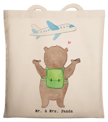 Produktbild von Mr. & Mrs. Panda Tote Bag Bär Reisen - Transparent - Geschenk, Urlaub, Shopping Tasche, Auslandsjahr, Urlaube, Jutebeutel, Reisebüro, Reiseveranstalter, Beutel