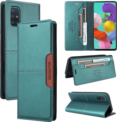Immagine prodotto di Custodia per Samsung Galaxy A51 4G, custodia in pelle flip wallet con slot per carte e supporto Verde