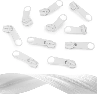 10 Reißverschluss Zipper für Endlosreißverschluss, 5mm, weiß
