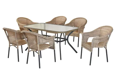 Obrázek produktu pro Merxx 7 ks Ravenna Set, 6 stohovacích židlí Ravenna, 1 stůl, 140x80 cm, v různých barvách. Barvy, barva:přírodní