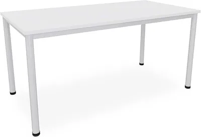 Productafbeelding van Bureau: Verschillende maten en kleuren. Conferentietafel: grijs metalen frame. Stabiele vergadertafel. Werkbank, kantoortafel, eigen fabricage (B: 160 cm x D: 80 cm, wit)