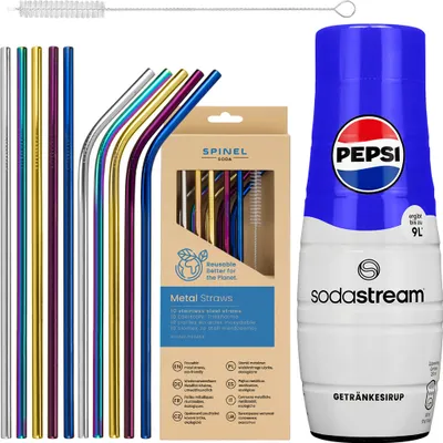 Obrázok produktu pre Sodastream Pepsi sirup 440 ml so slamkami zo spinelu sada 10 kusov