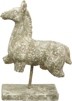 Produktbild von Pferdefigur Zementpferd auf einem Vintage-Pferdesockel