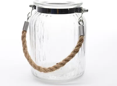 Produktbild von Windlicht Teelichthalter Glas Juteseil Ø.11 cm H.14,5 cm klar