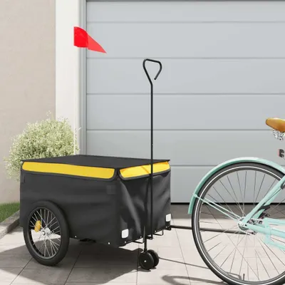 Produktbild von Design Fahrradanhänger Schwarz und Gelb 30 kg Eisen, Fahrradanhänger 2024 Neu