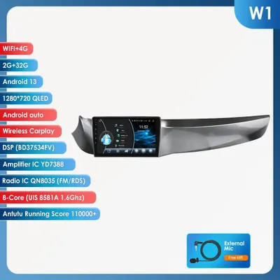 Imagen del producto de Reproductor multimedia Android 14 para coche - Radio con pantalla táctil - Doble DIN - Pantalla de 9 pulgadas
