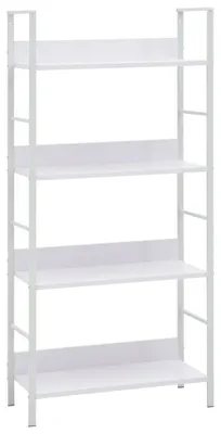 Obrázek produktu pro Police regál, 4 police, bílá barva, rozměry 60 x 27,6 x 124,5 cm, materiál: dřevovláknitá deska