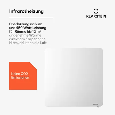 Produktbild von Klarstein Wonderbeam 450W Hybrid Infrarot-Heizstrahler – Wandmontage, Platzsparend, IR Comfortheat, Verstecktes LED-Display, Fernbedienung, Überhitzungsschutz, Heizt 8-12 m², Energieeffizient