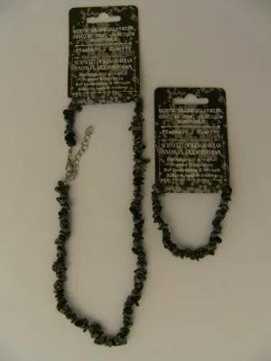 Produktbild von 1 Kette + 1 Armband, Schneeflockenobsidian, Halbedelstein Sternzeichen Horoskop Ketten Armbänder