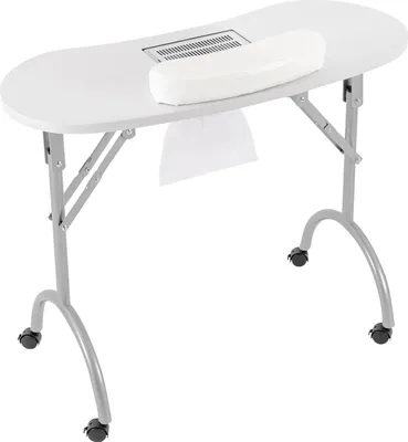 Produktbild von Professioneller Manikürtisch - Nageltisch mit integrierter Absaugung - 5,5 W Staubsammler - 30 kg Tragkraft - Für Salon & Zuhause - Weiß